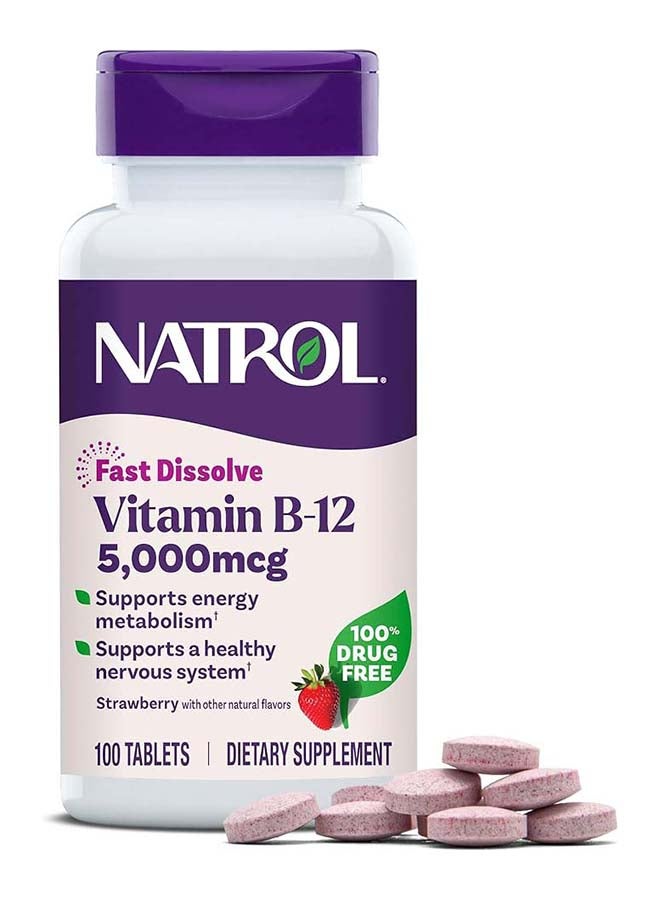 Natrol Vitamin B12 Fast Dissolve, 5000mcg 100 Tablets Packaging May Vary - Image 2